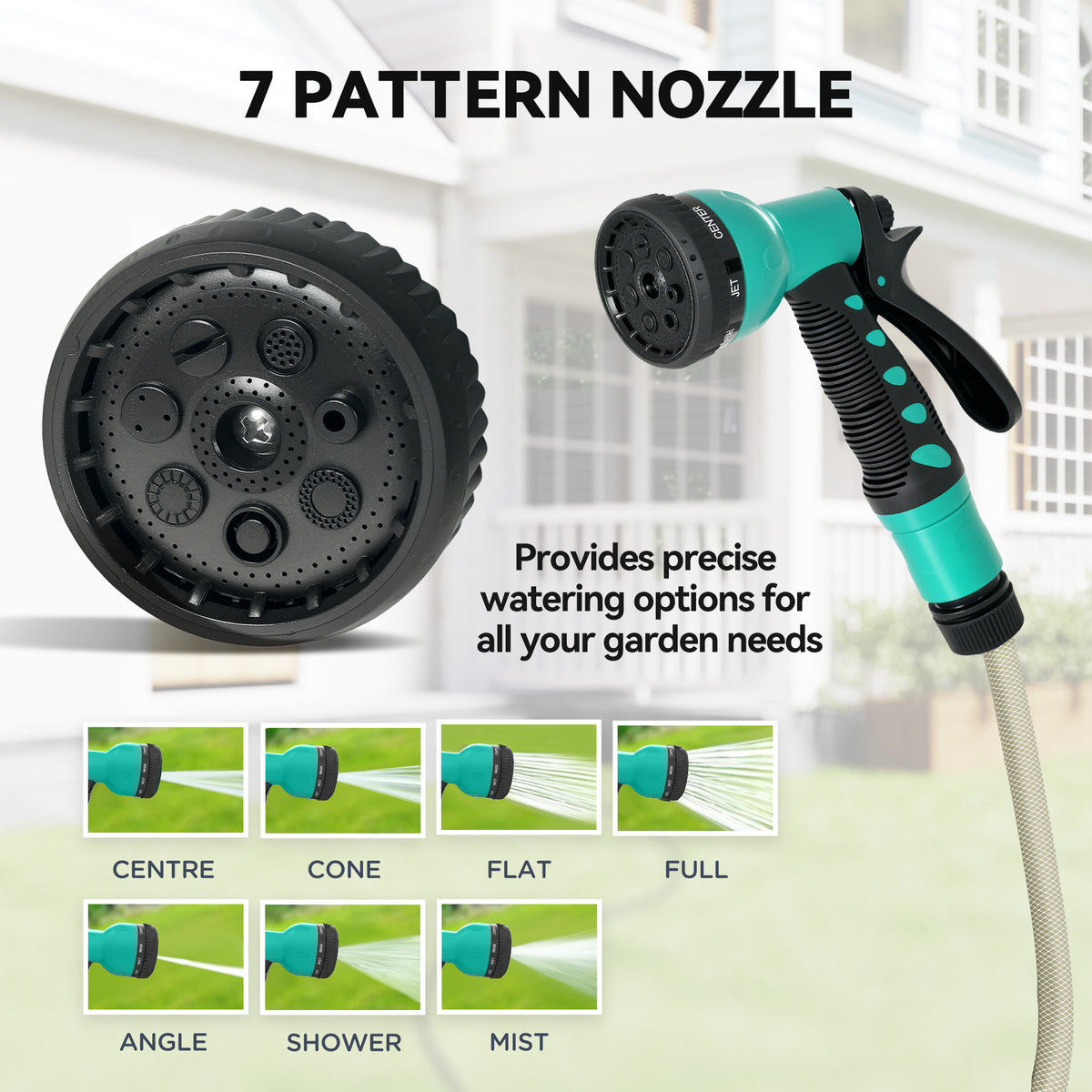 Outsunny Retractable Hose Reel Wall Mounted, 30+2m Garden Hose Pipe Reel with Lock, Auto Rewind, 7 in 1 Spray Nozzle, Includes Wall Fixings, 180° Swivel, Outdoor Watering, 59 x 23 x 42 cm, Grey