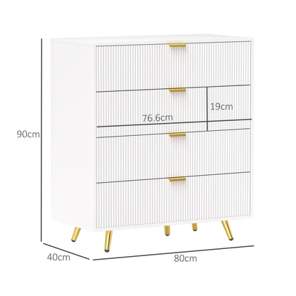 HOMCOM Elegant Four-Drawer Bedside Table - White
