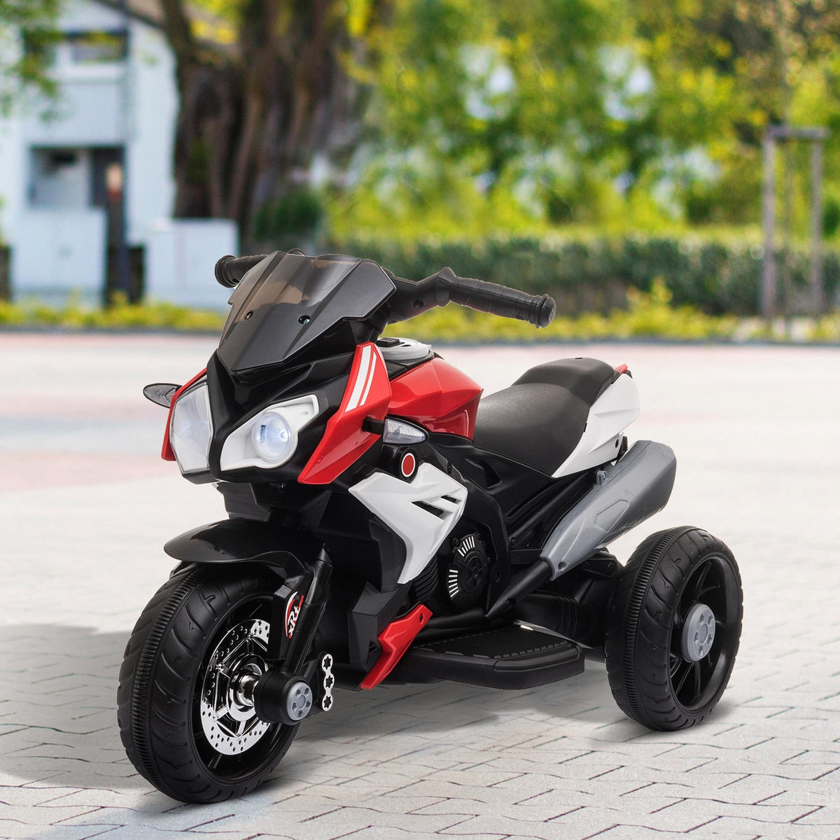 HOMCOM Kids Electric Motorcycle, 6V Ride on Motorcycle with 3 Wheels, LED Headlight, Music, Horn for Boys Girls 3-5 Y, Red