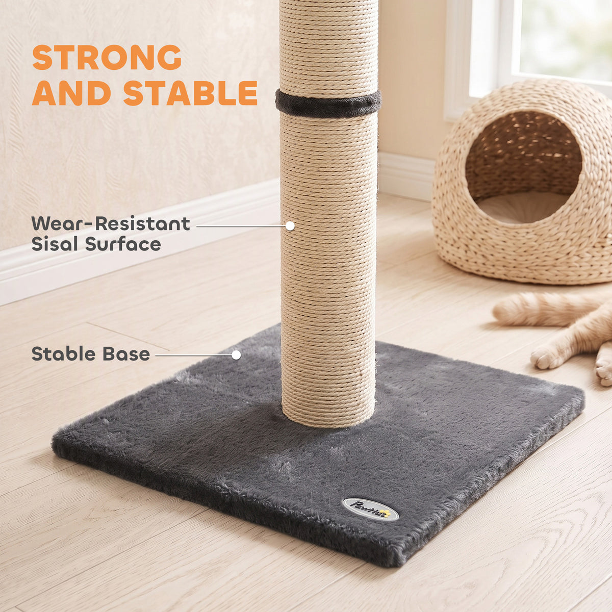 PawHut Cat Scratching Post, 80cm Tall Cat Scratch Post with Sisal Rope, Plush Base, Lightweight Claw Scratcher