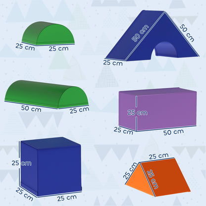 HOMCOM 11-Piece Kids Soft Play Set, Foam Block, Toys for Climbing, Crawling, Multicoloured