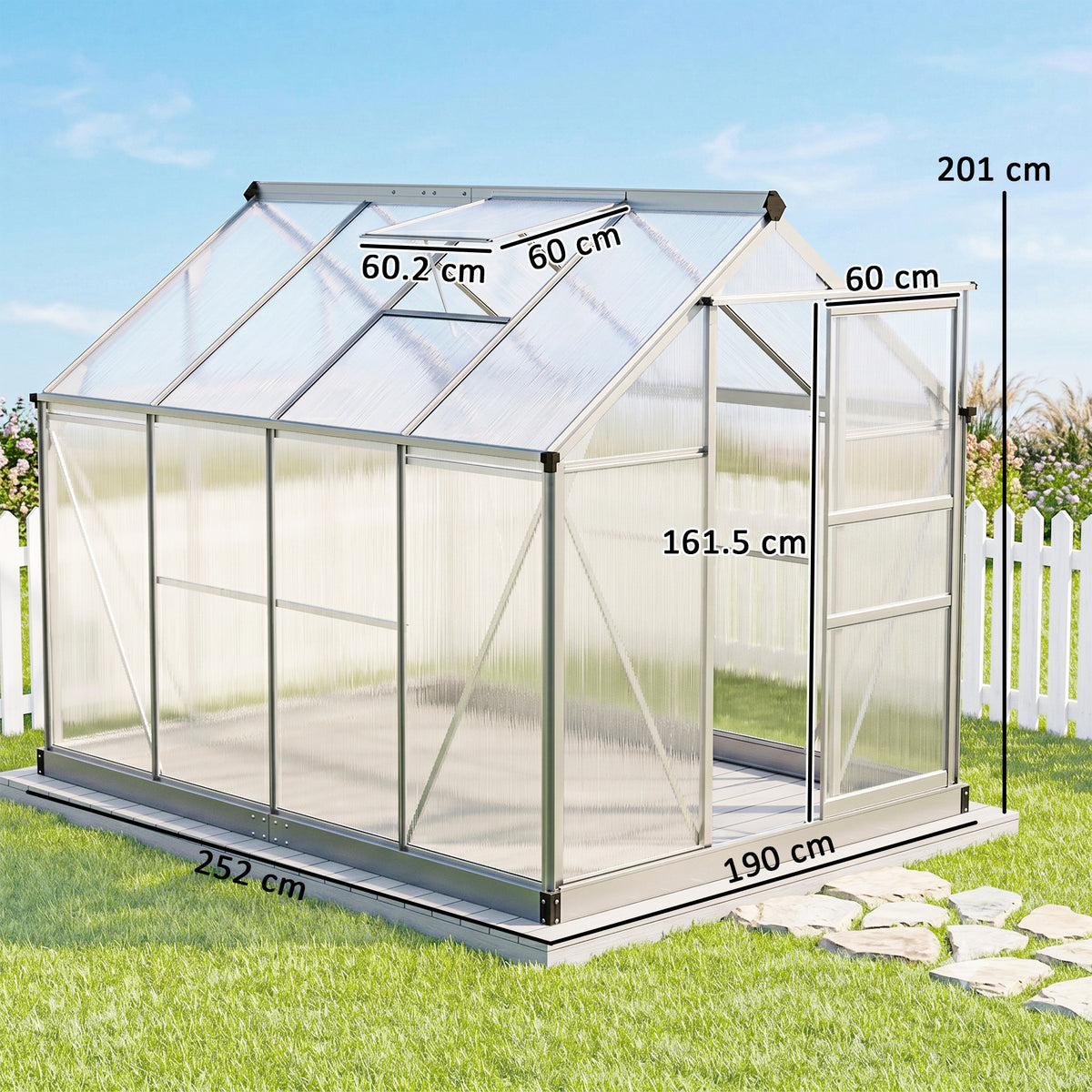 Outsunny 6 x 8ft Walk-In Greenhouse, with Sliding Door - Clear