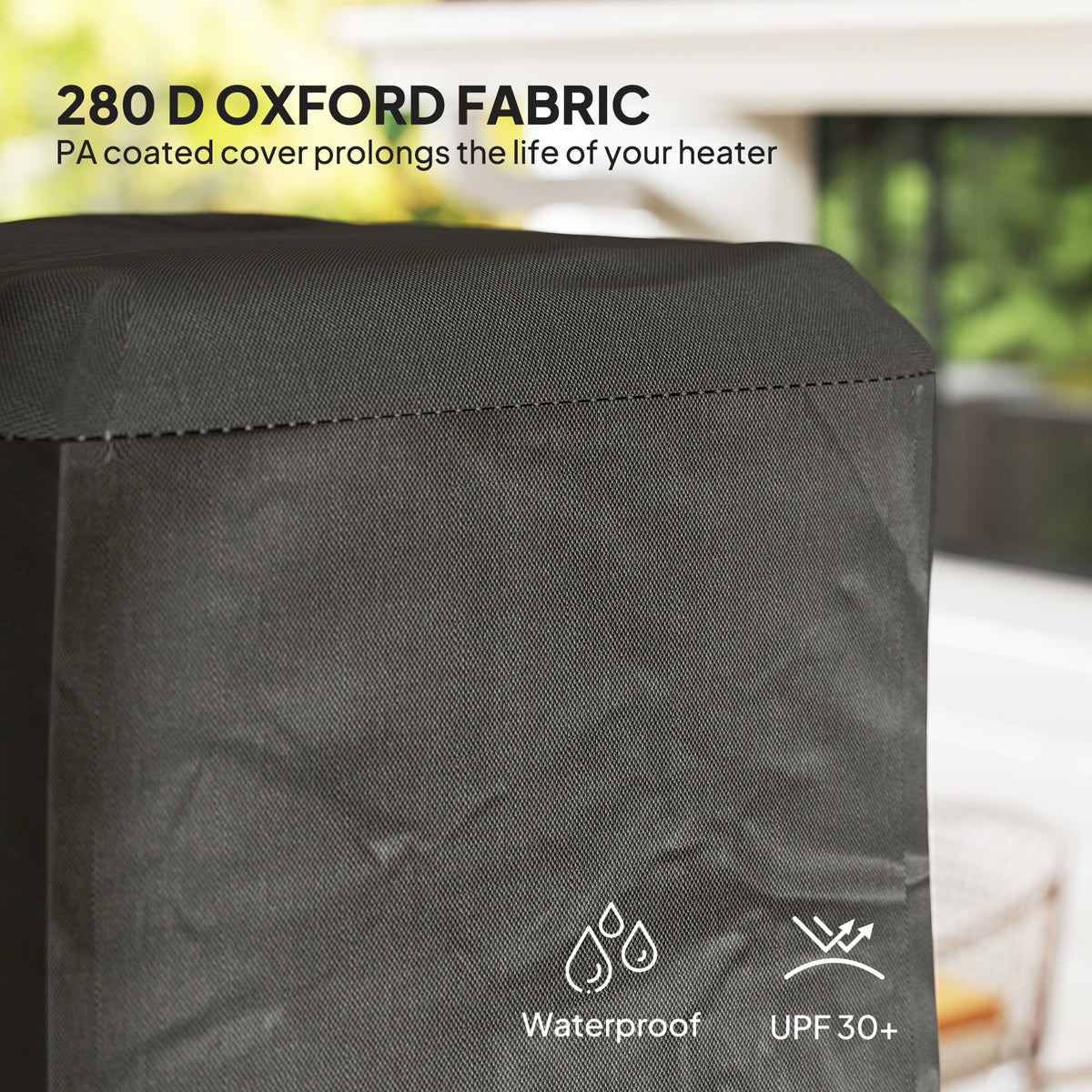 Outsunny Heavy Duty Gas Pyramid Patio Heater Cover, Full Length Outdoor Heater Cover Protector, UPF 30+ Oxford Fabric with Zipper, Black