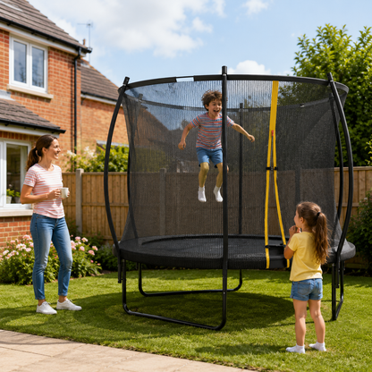 SPORTNOW 8ft Outdoor Trampoline with Enclosure Net, Spring Cover, Black