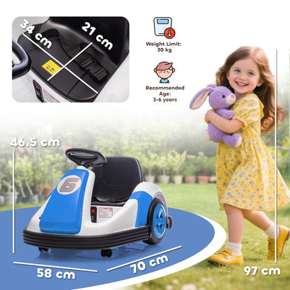 AIYAPLAY Kids Bumper Car with 360-Degree Rotation, 6V Electric Ride On Car with Music and Horn for 3-8 Years Old, Blue