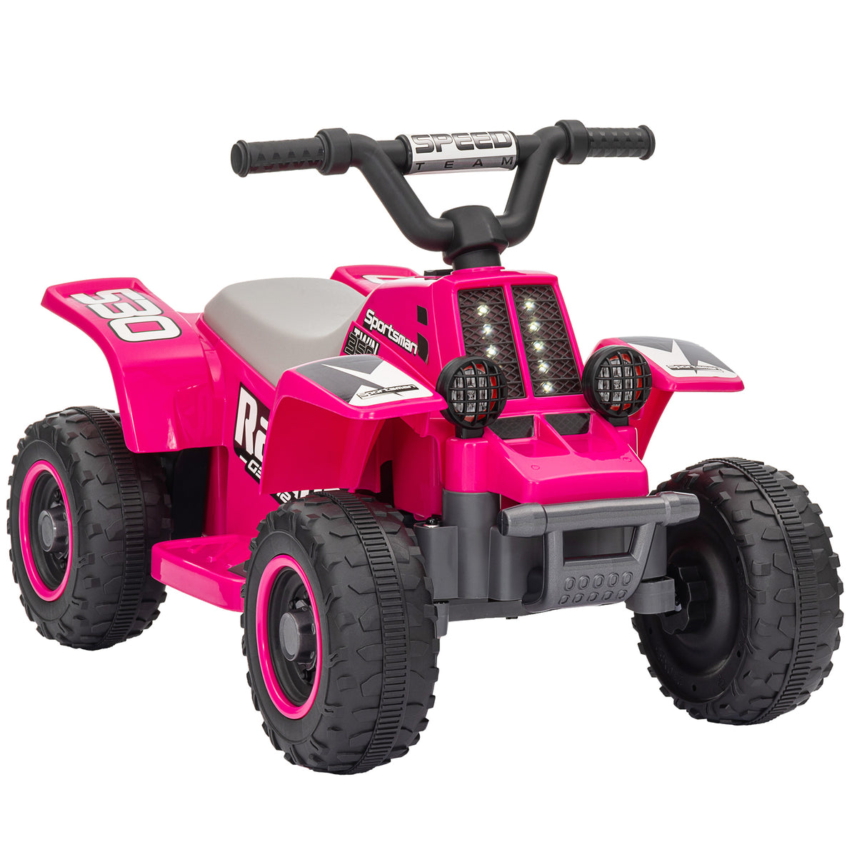 AIYAPLAY 6V Electric Quad Bike for Kids, Ride On ATV w/ Forward/Reverse, Headlights, for Ages 18-36 Months, Pink