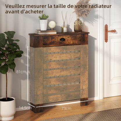 HOMCOM 95.5H x 78Wcm Radiator Cover, with Drawer - Rustic Brown