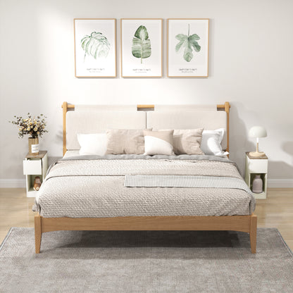 HOMCOM Set of Two Modern Storage Bedside Tables - Cream White
