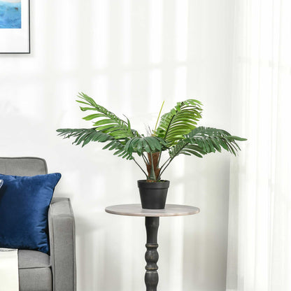 Outsunny 60cm Artificial Palm Tree Fake Plant in Pot - White