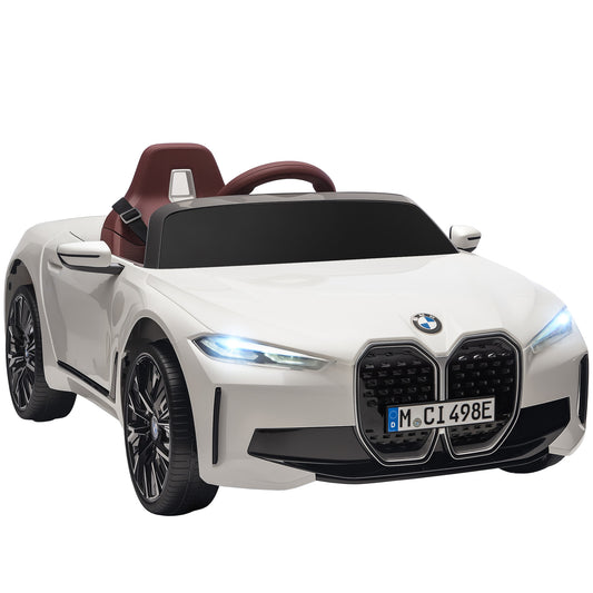 HOMCOM BMW i4 Licensed 12V Kids Electric Ride-On Car, White, Red and Light Blue