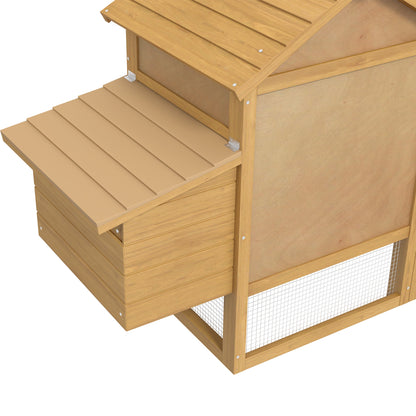 PawHut Small Chicken Coop with Nesting Box & Run, Hen House Poultry Coops Cages for 1-2 Chickens Wood 150.5 x 54 x 87cm
