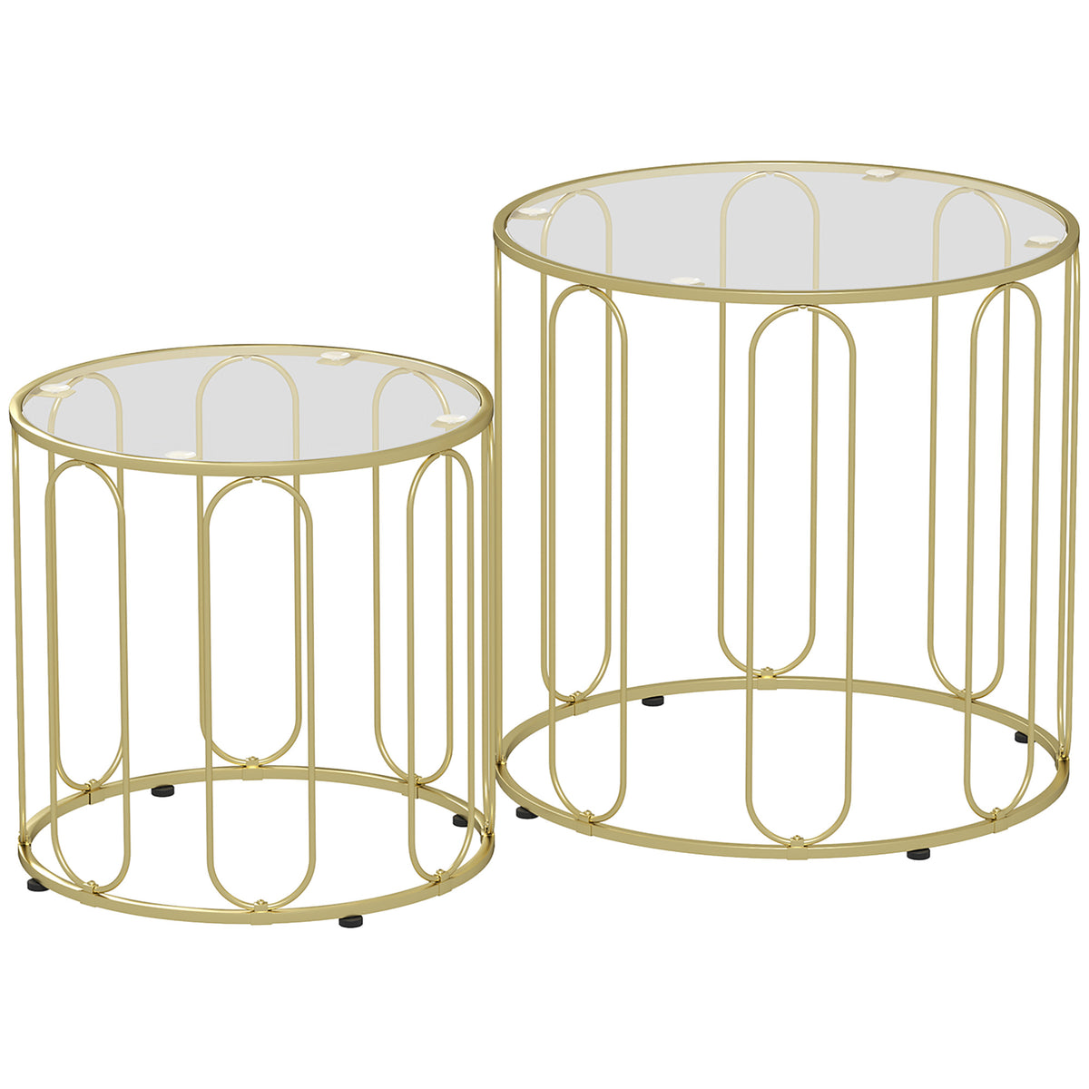 HOMCOM Elliptical Cut-Out Nesting Tables - Gold-Tone