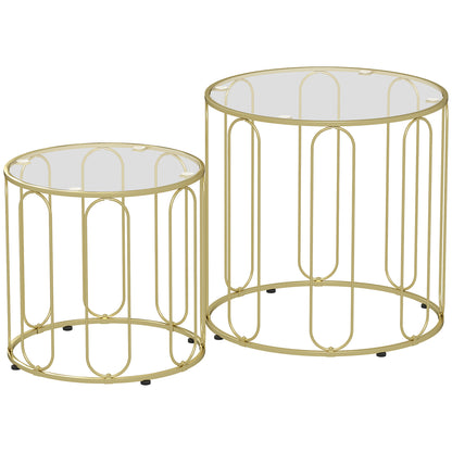 HOMCOM Elliptical Cut-Out Nesting Tables - Gold-Tone