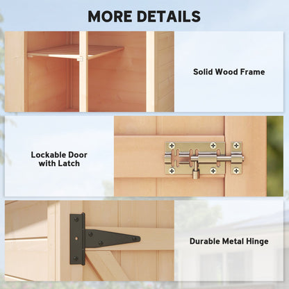 Outsunny Wooden Small Shed, Garden Storage Shed with Shelves and Bolt Latch, 75L x 56W x115H cm, Natural