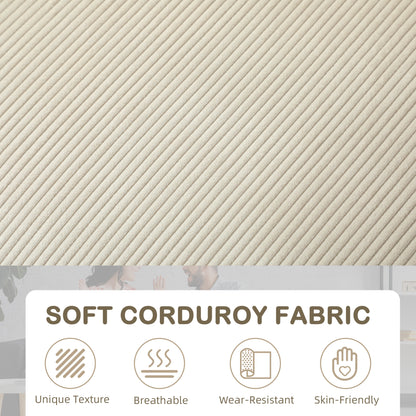 HOMCOM Three-Seater Corduroy Sofa - Cream White