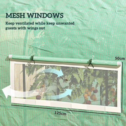Outsunny 300 x 300cm Walk-In Polytunnel Greenhouse - Green