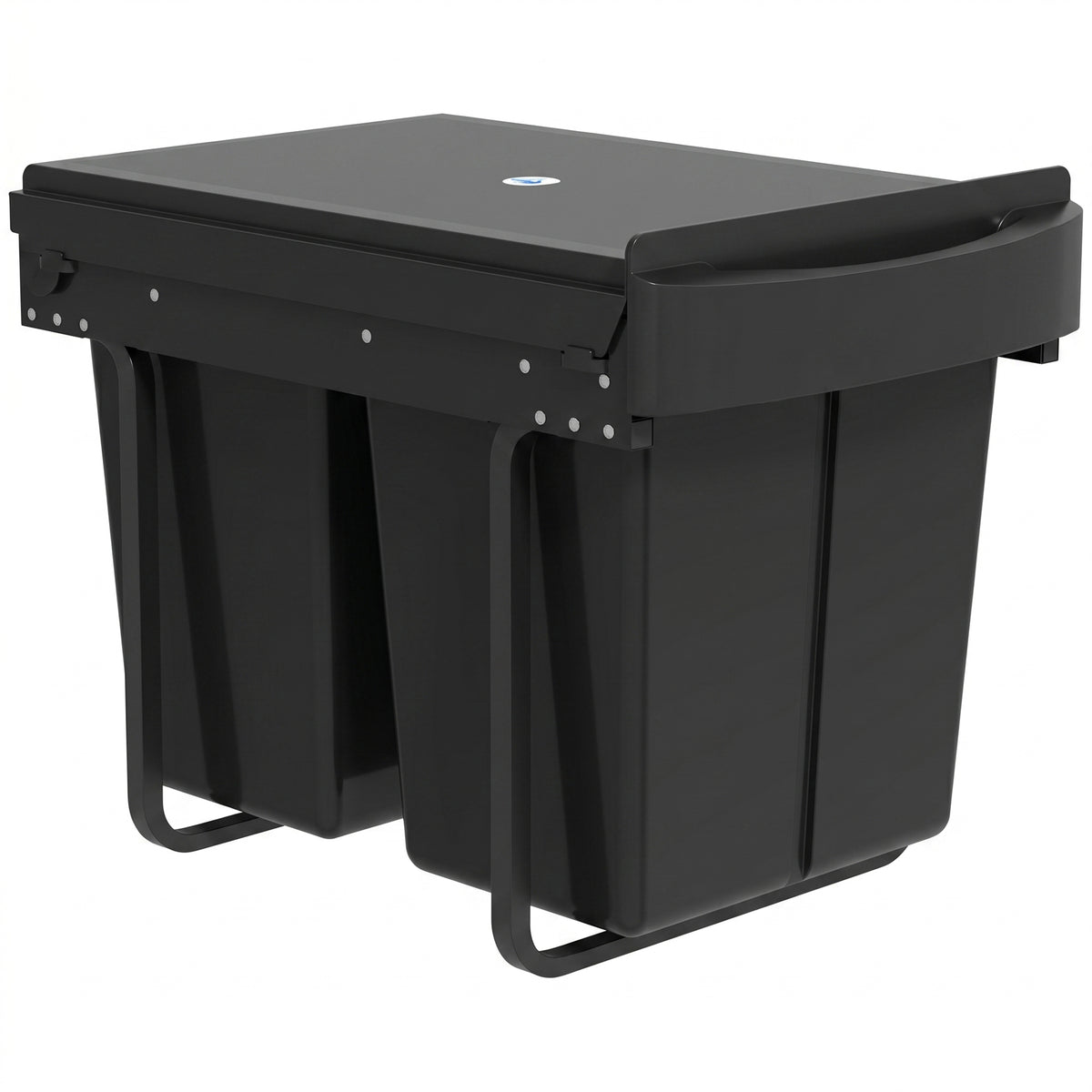 HOMCOM Pull Out Bin, Kitchen Under Sink Bin with 2 Removable Compartments, Smooth Glide, Black