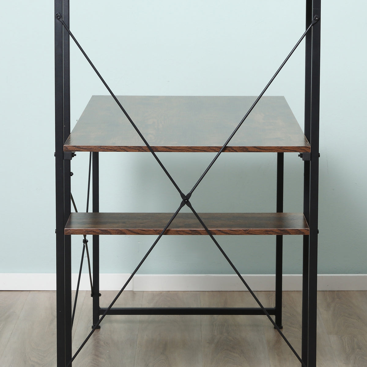 HOMCOM Reversible Computer Desk with Storage Shelves on Left or Right, Industrial Reversible Writing Desk for Home Office, Study, Easy Assembly, 120 x 64 x 121cm, Rustic Brown and Black
