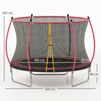 SPORTNOW 10ft Outdoor Trampoline with Enclosure Net, Spring Cover, Pink