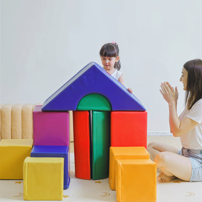 HOMCOM 11-Piece Kids Soft Play Set, Foam Block, Toys for Climbing, Crawling, Multicoloured