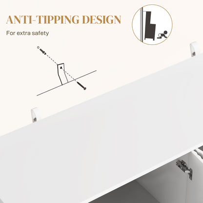 HOMCOM Sideboard Buffet Cabinet, Modern Kitchen Storage Cabinet with Adjustable Shelves and Metal Legs, White
