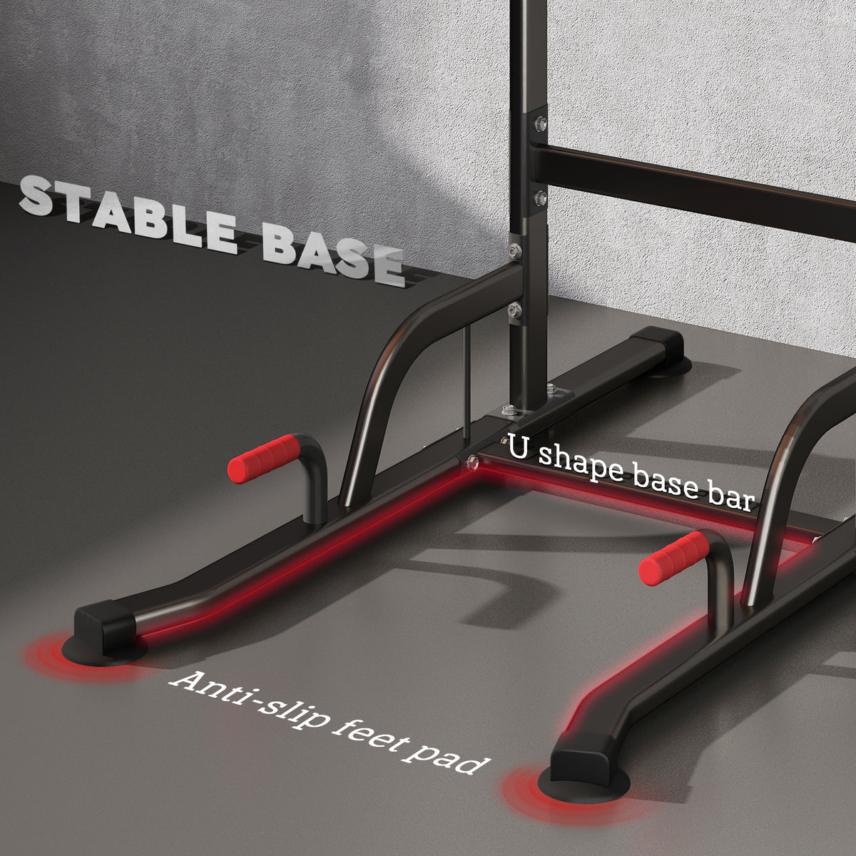 HOMCOM Power Tower Station with Dip Stand, Pull Up Bar Home Office Gym Training Workout Equipment