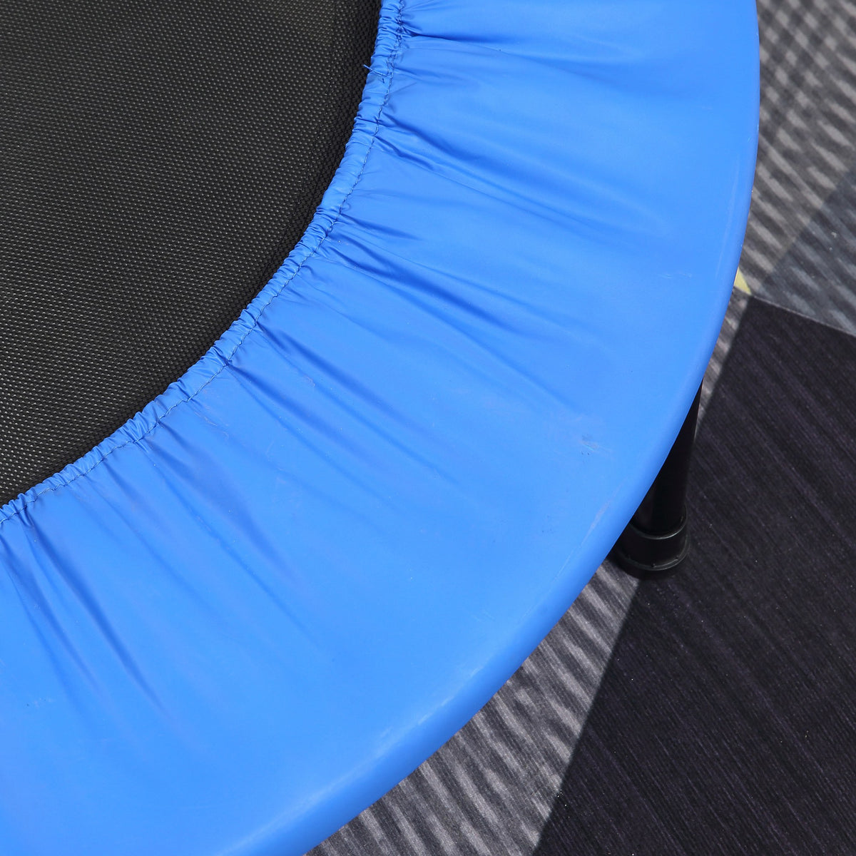 HOMCOM 38" Mini Fitness Trampoline Home Gym Yoga Exercise Rebounder Indoor Outdoor Jumper with Safety Pad, Support Up to 150 KG, Blue and Black