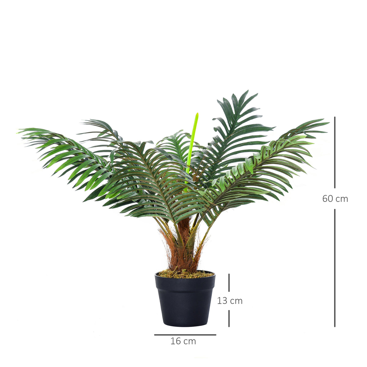 Outsunny 60cm Artificial Palm Tree Fake Plant in Pot - White