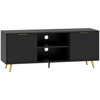 HOMCOM Modern TV Stand Cabinet for TVs up to 55", TV Unit with 2 Open Shelves and 2 Cabinets, Entertainment Centre with Cable Management for Living Room, Black