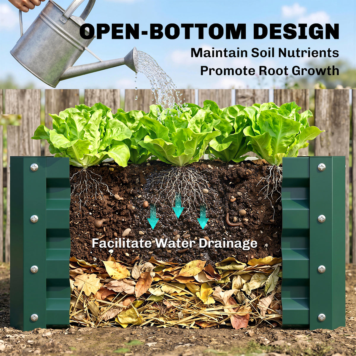 Outsunny Set of Two 60 x 60cm Steel Planter Boxes - Green