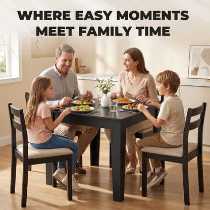 HOMCOM Dining Table for 4, 80L x 80W x 75Hcm, Modern Square Kitchen Table with Wood Effect Tabletop, Black Wood Effect