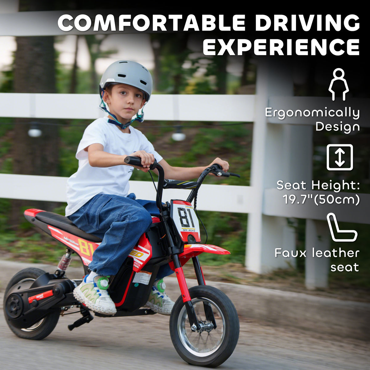 AIYAPLAY Kids Electric Motorbike 3 Gearboxes Speed Ride on Motorcycle with 41min Ranges - Red