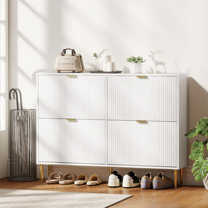 HOMCOM Elegant Four-Drawer Shoe Cabinet - White