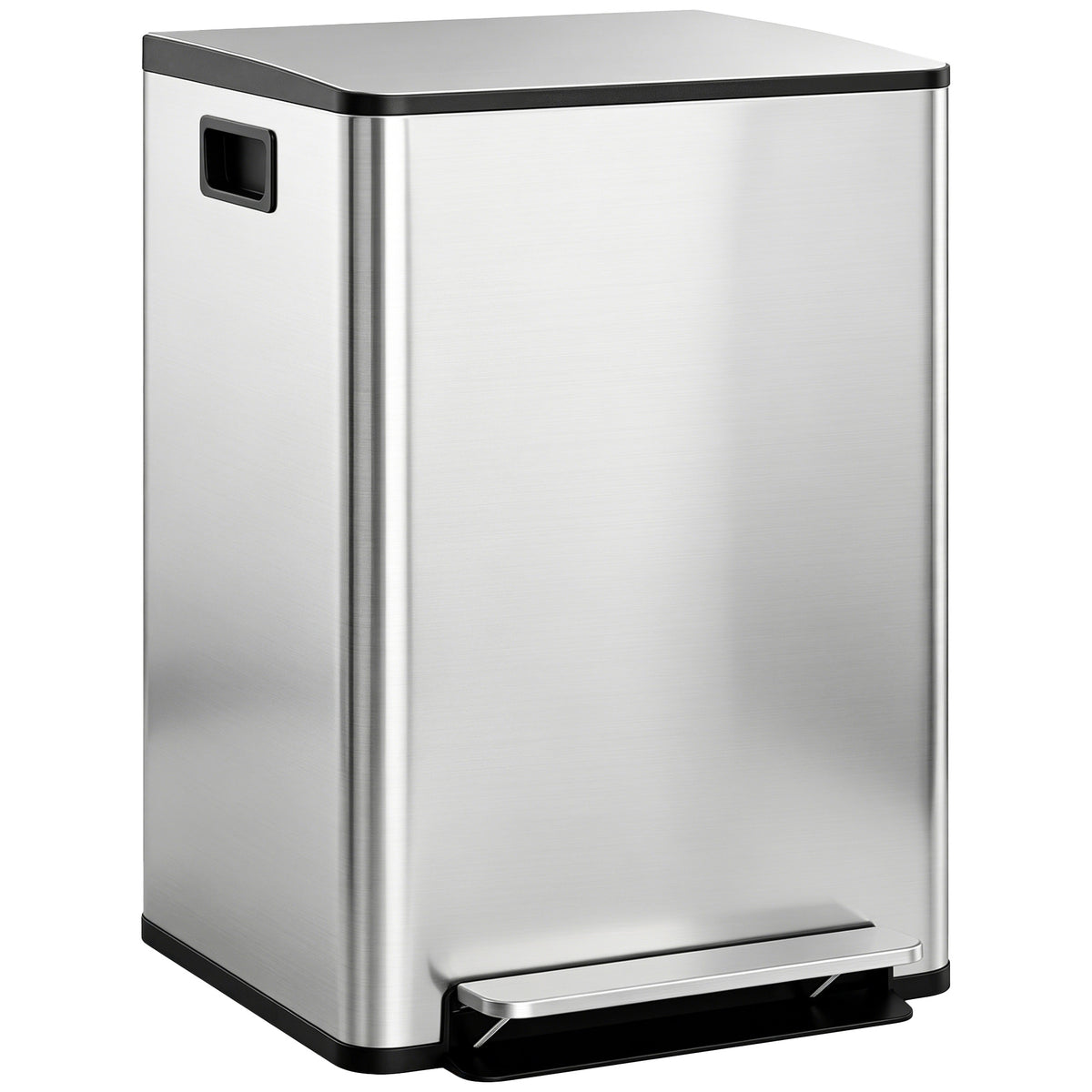 HOMCOM 60L Dual Compartment Stainless Steel Bin, with Deodoriser Holders - Silver Tone