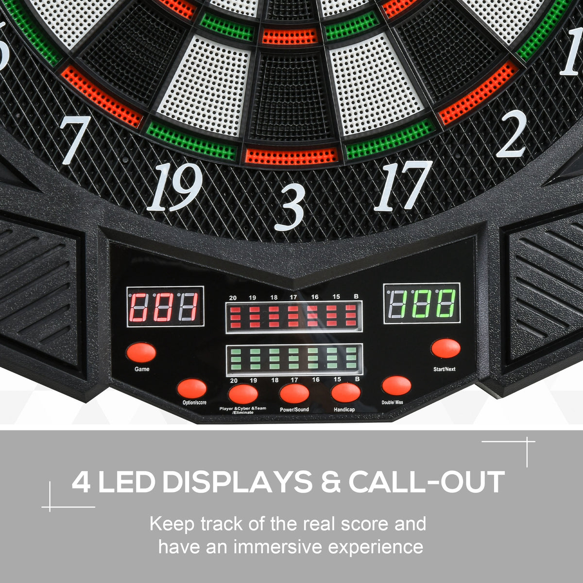 HOMCOM Dart Board Set, Electronic Dartboard with LED Digital Score Display, Soft Tip Darts, 27 Games, Speaker Sound