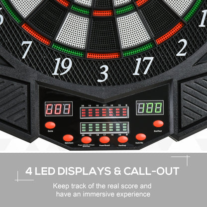 HOMCOM Dart Board Set, Electronic Dartboard with LED Digital Score Display, Soft Tip Darts, 27 Games, Speaker Sound