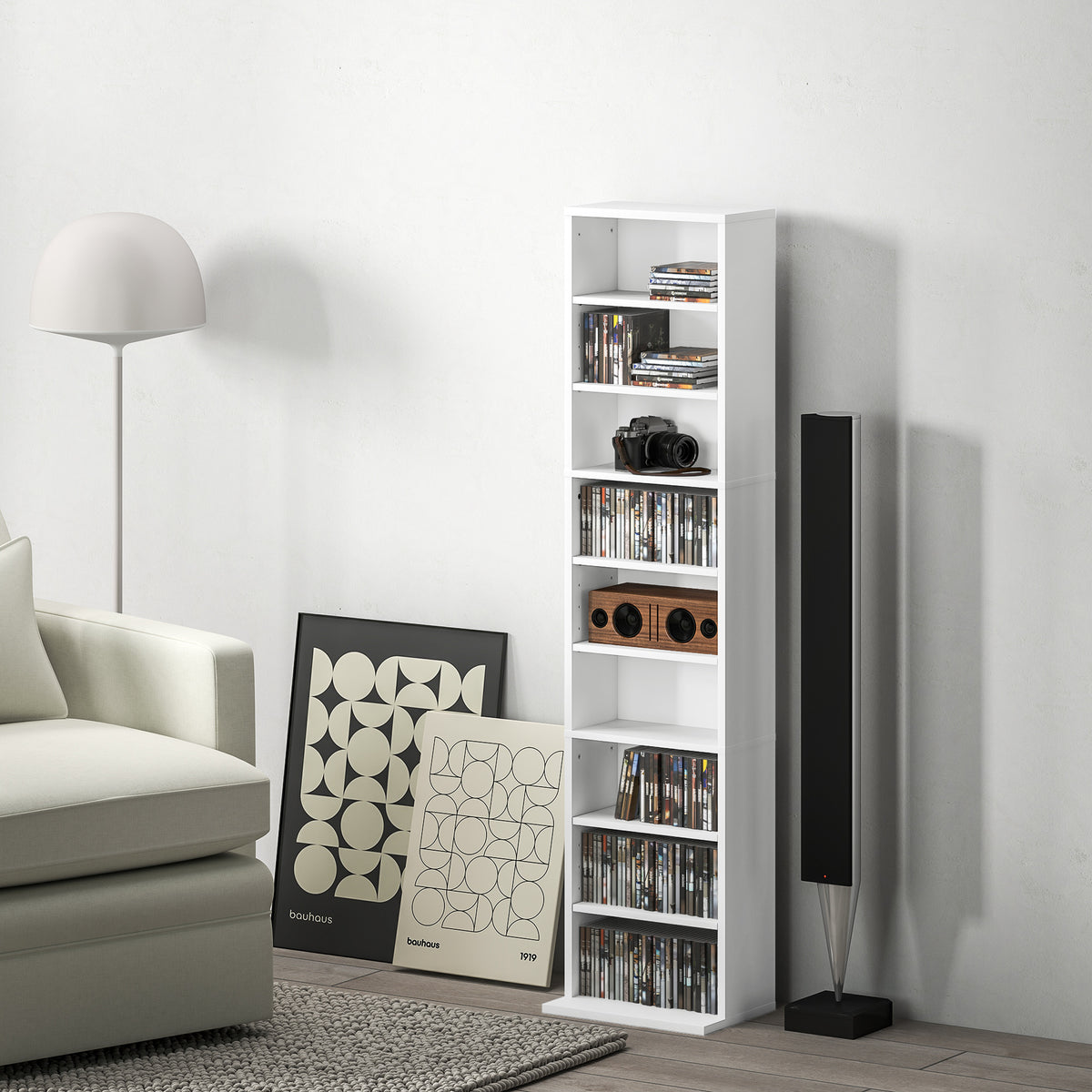 HOMCOM 260 Narrow CD Storage Unit - White