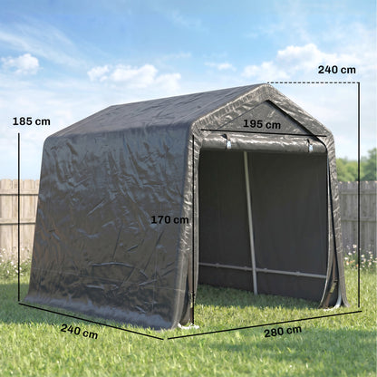 Outsunny 9 X 7.5ft Temporary Outdoor Equipment Shed - Dark Grey