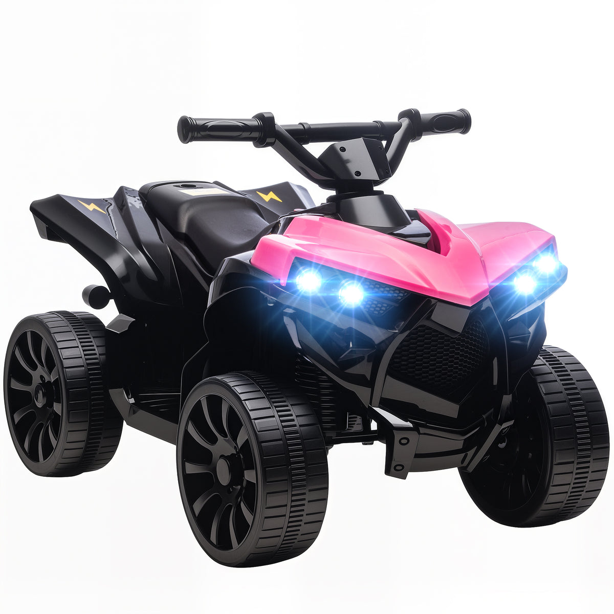 AIYAPLAY 6V Kids ATV, 4 Wheeler Electric Ride on Car with Music and LED Headlights, for Ages 18-56 Months Boys and Girls, Pink