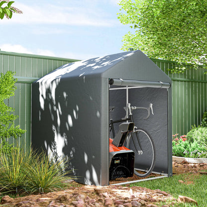 Outsunny 179 x 120cm Temporary Garden Shed, with Weather-resistant Plastic Cover and Accessories - Dark Grey