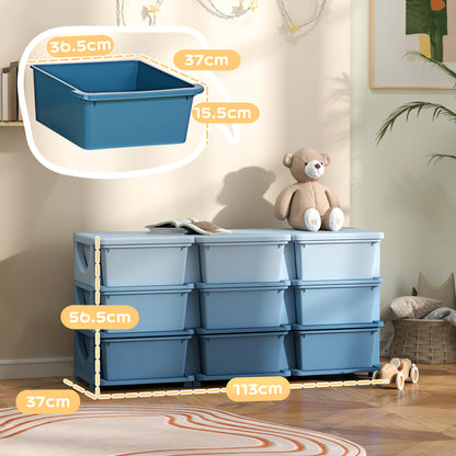 HOMCOM Kids Storage Unit, with Nine Drawers - Blue