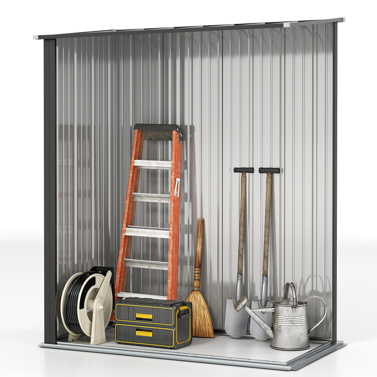 Outsunny 5.3 x 3.1ft Corrugated Steel Garden Shed - Black
