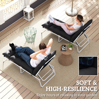 Outsunny Set of Two 190 x 56cm Sun Lounger Cushions - Black