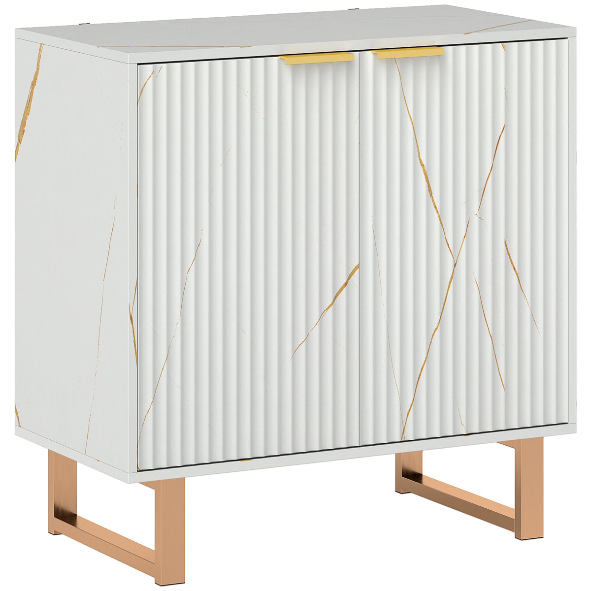 HOMCOM Elegant Storage Sideboard - White/Gold-Tone