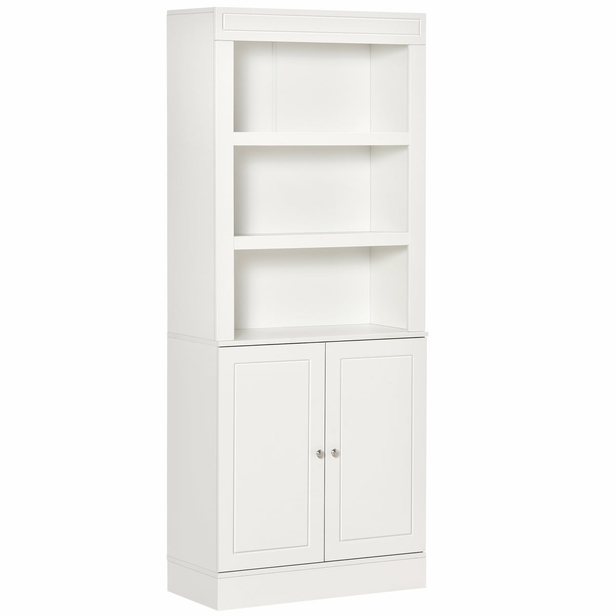 HOMCOM Kitchen Cupboard with 6-tier Shelving, Freestanding Storage Cabinet Sideboard, Pantry Cupboard with 3 Open Compartments and Double-door Cabinet with Adjustable Shelves, White