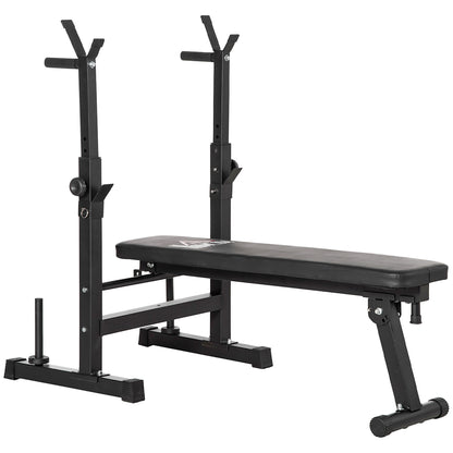 HOMCOM Adjustable Weight Bench, Foldable Bench, with Barbell Rack, Black