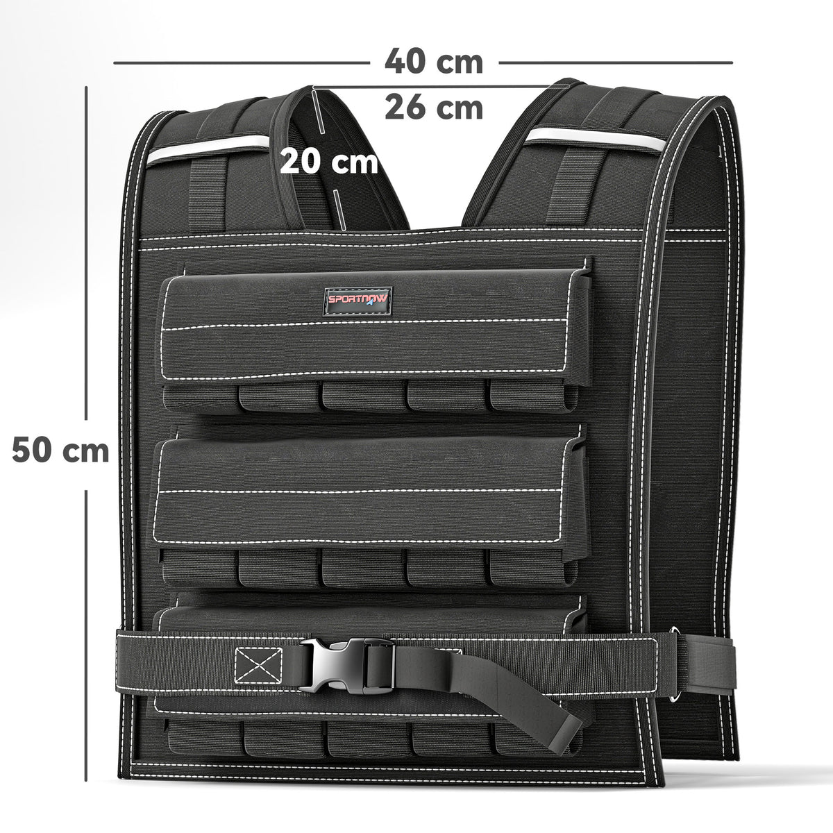SPORTNOW 15KG Adjustable Weighted Vest, Running Weight Vest, with 30 Metal Weights, Reflective Strips, for Running, Exercise