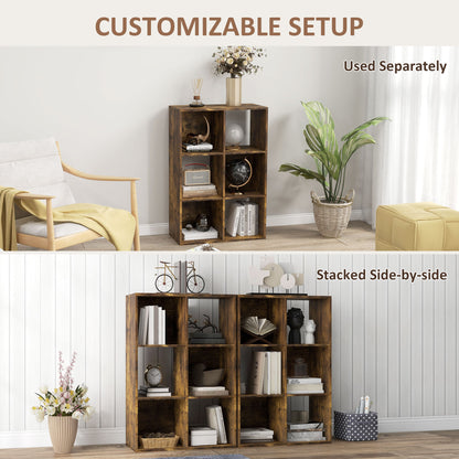 HOMCOM 6-Cube Bookshelf - Rustic Brown