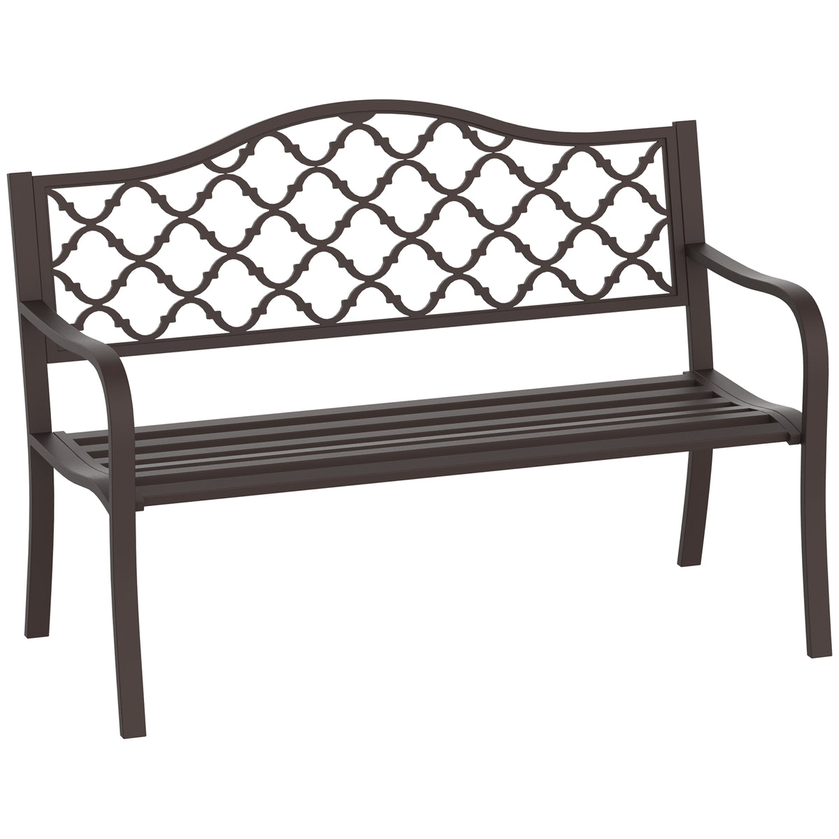 Outsunny Antique Style Outdoor Cast Iron Front Porch Bench Path Chair Seat, Brown