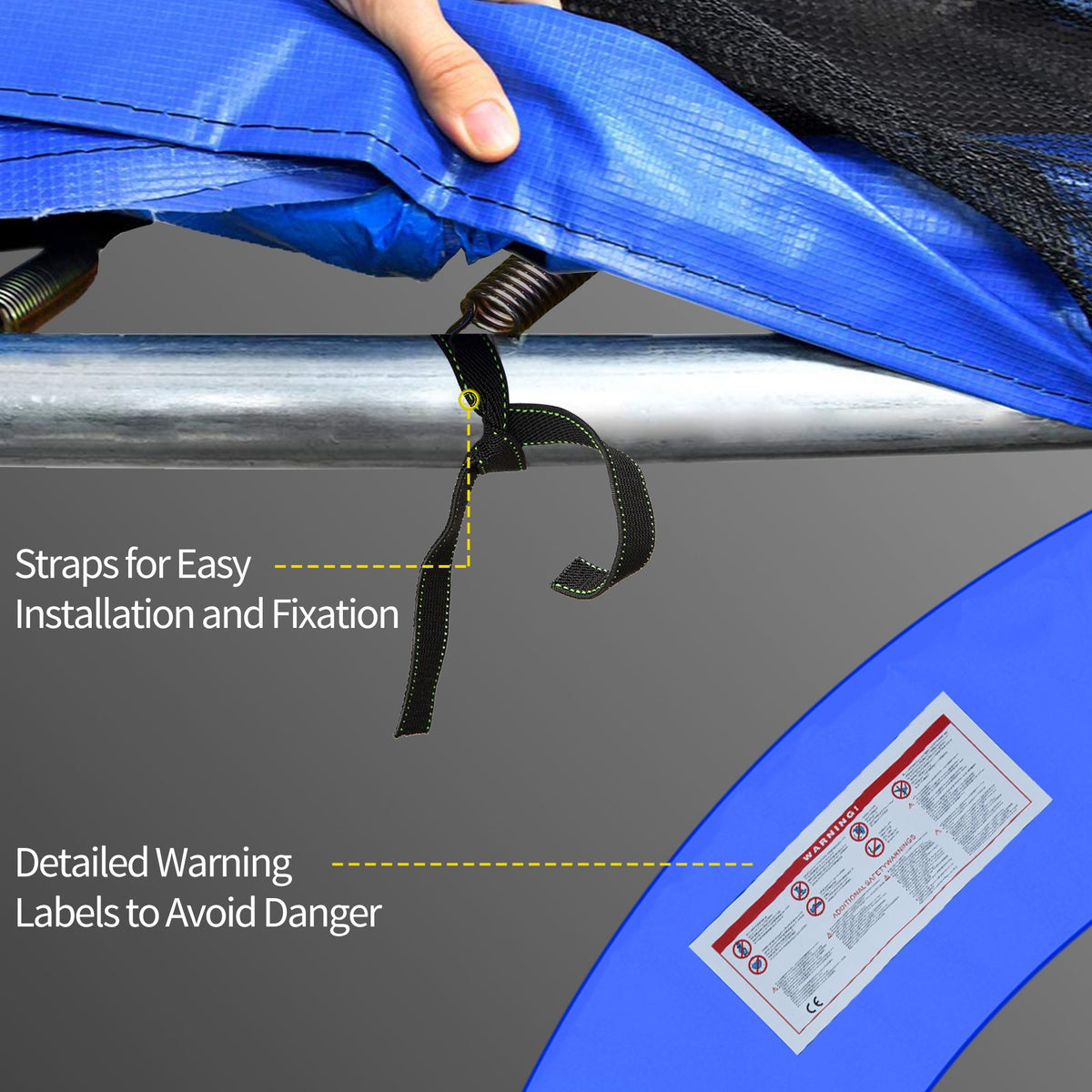 HOMCOM 8ft Trampoline Pad, Φ244cm Trampoline Accessories Surround Pad Thick Foam Pads Padding Replacement Spare, No Holes for Pole, Blue